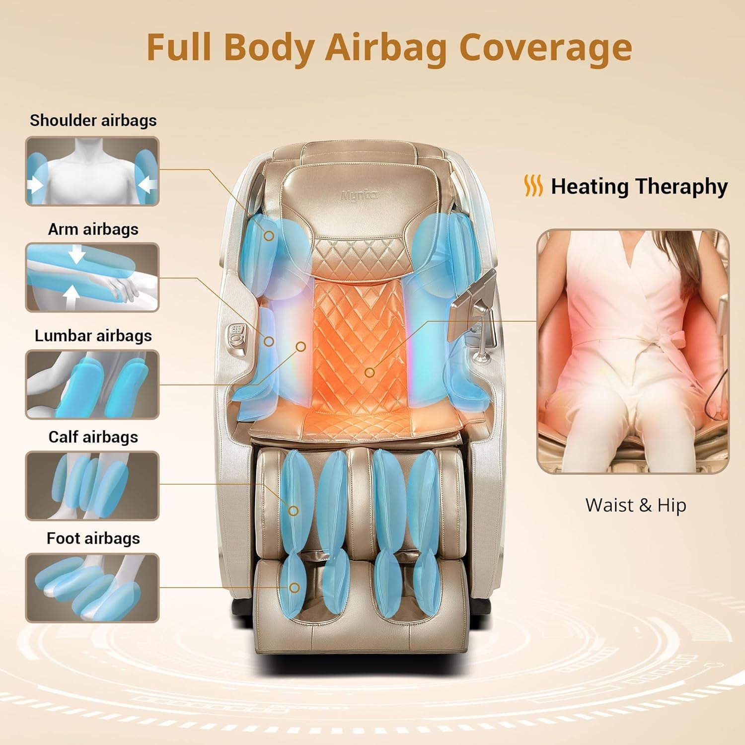 Massage Chair Full Body with Heat, Zero Gravity Sl-Track 3D Massage Chairs with Thai Stretching, 12 Modes,12 Massage Techniques, Calf & Foot Massage, Wireless Charging, White Noise