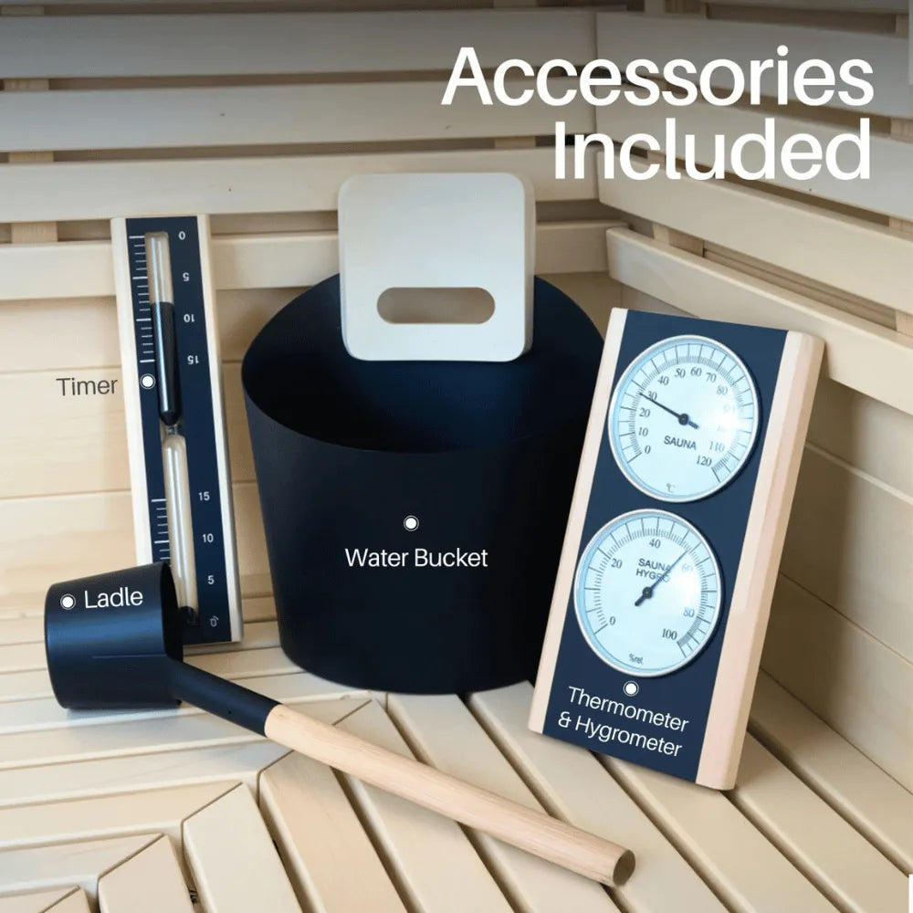 ALEKO Aster Barrel Outdoor Sauna with Porch – 3–5 Person