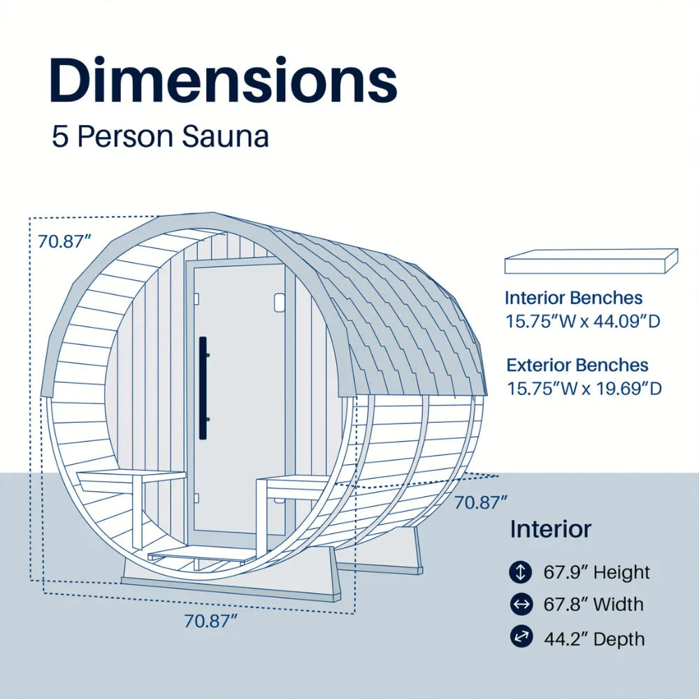 ALEKO Aster Barrel Outdoor Sauna with Porch – 3–5 Person