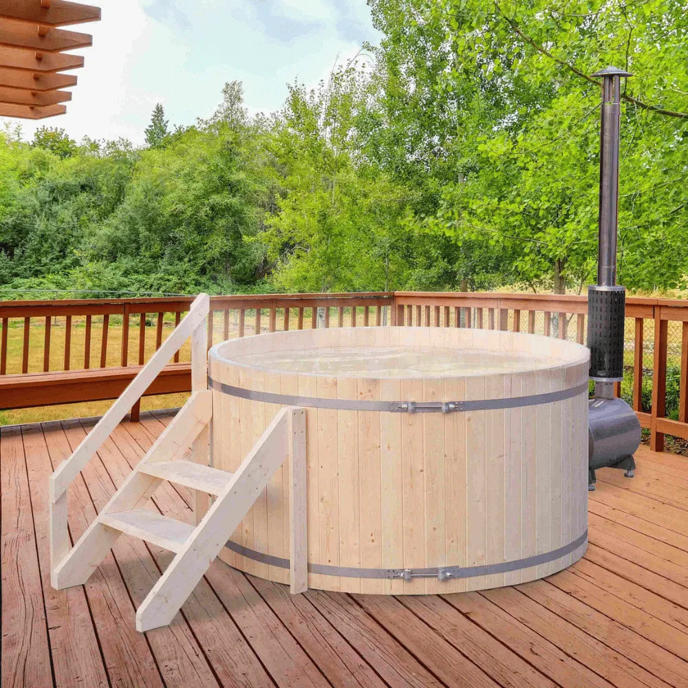 ALEKO Wood-Fired Hot Tub and Ice Bath – 4–5 Person Pine