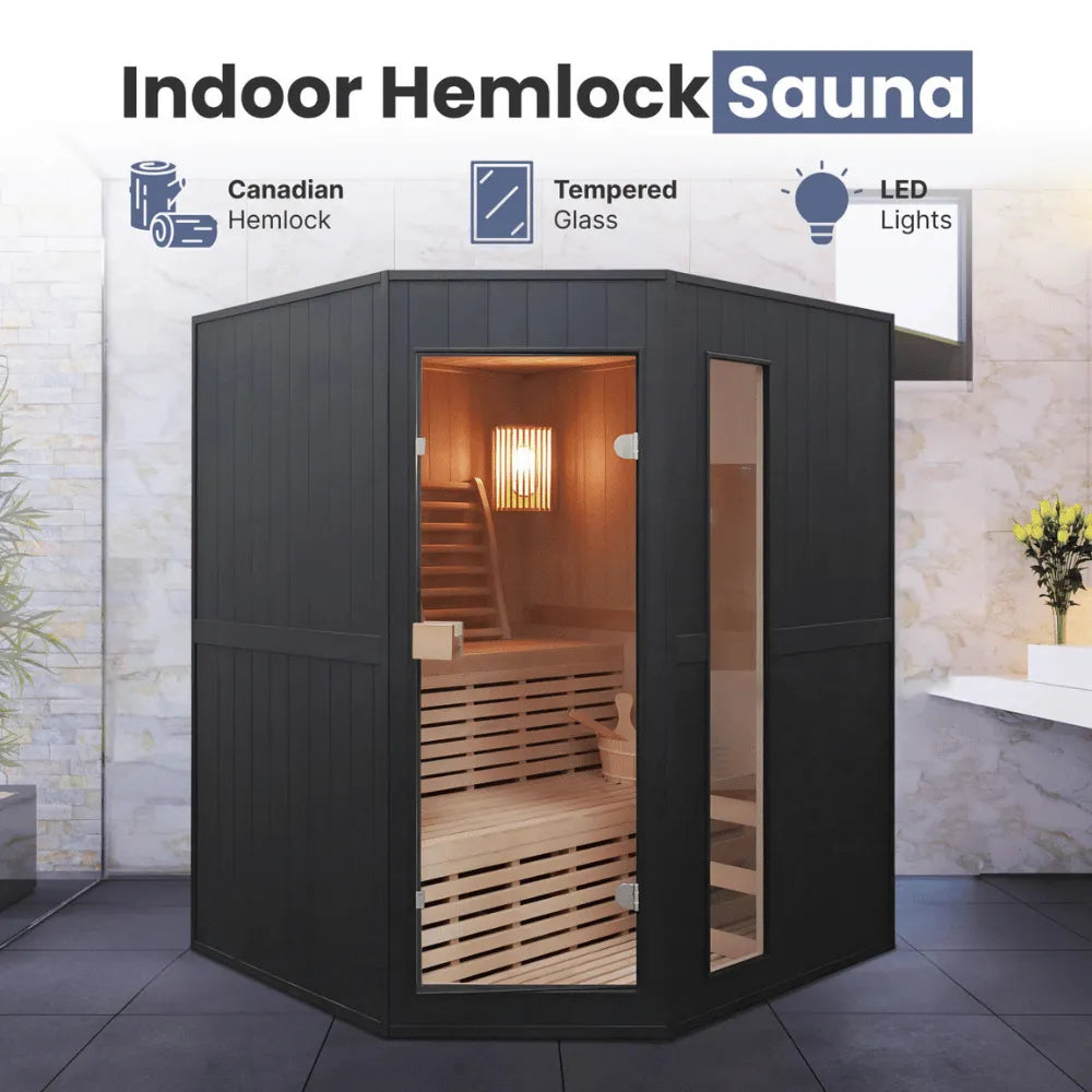 ALEKO Viola Canadian Hemlock Traditional Indoor Sauna – 3–4 Person