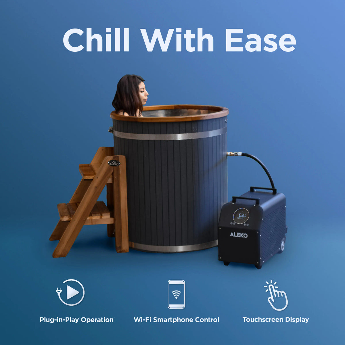 ALEKO Lumina Vertical Cold Plunge and 1 HP Chiller & Heater Kit