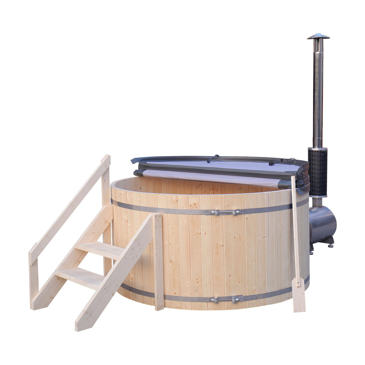 ALEKO Wood-Fired Hot Tub and Ice Bath – 4–5 Person Pine