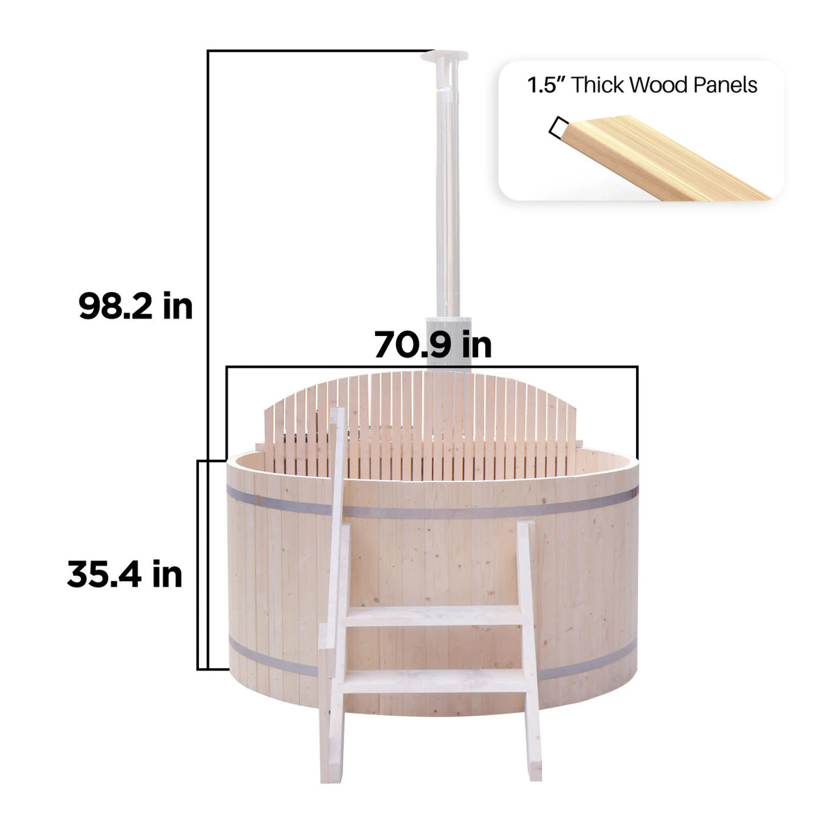 ALEKO Wood-Fired Hot Tub and Ice Bath with Internal Stove – 4–5 Person Pine