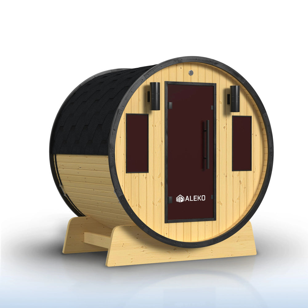 ALEKO Celasia White Finland Pine Barrel Sauna – 3–4 Person