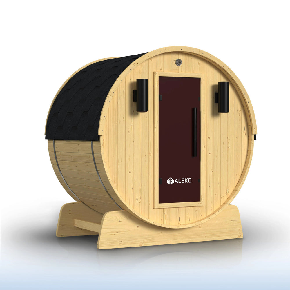 ALEKO Anémona White Finland Pine Barrel Sauna – 3–4 Person