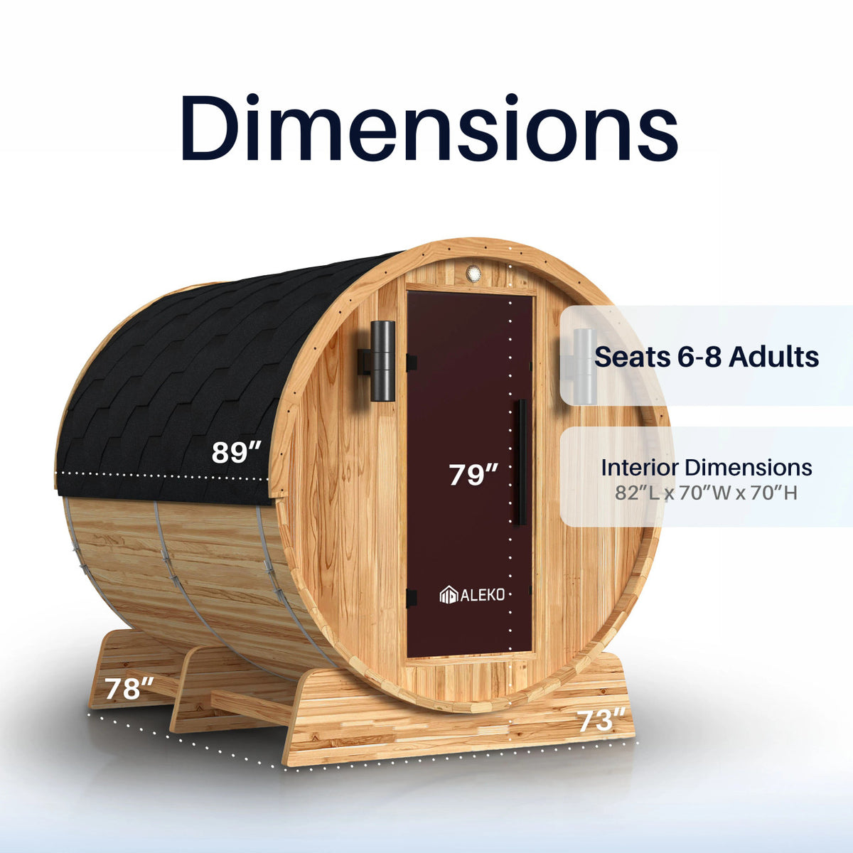 ALEKO Liatris Red Cedar Barrel Sauna with Panoramic Window – 6–8 Person