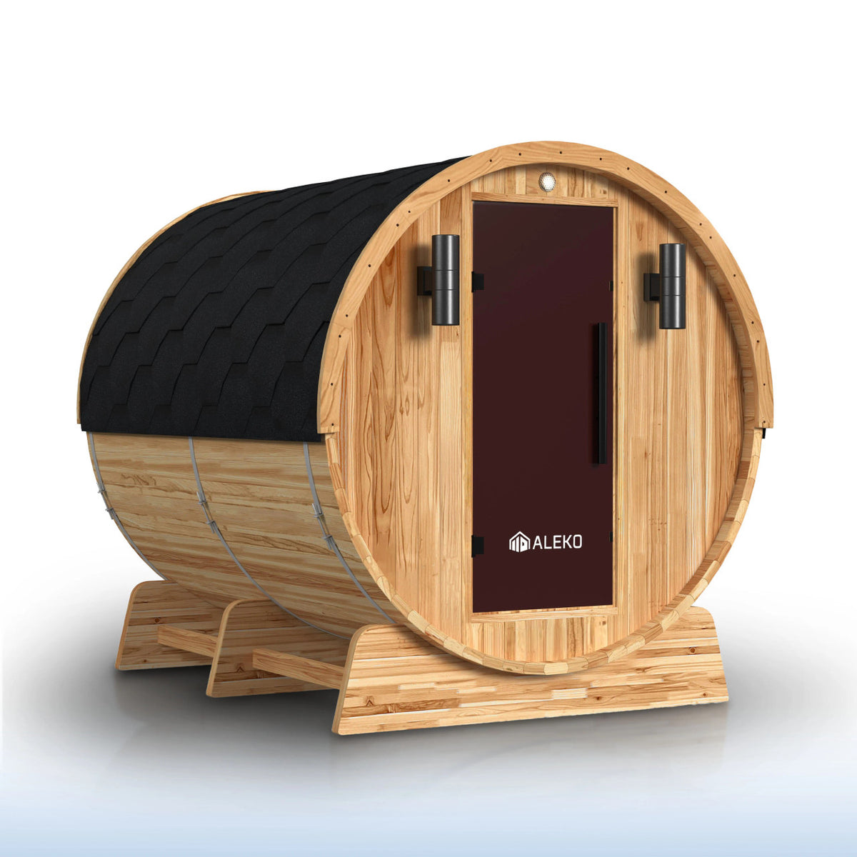 ALEKO Liatris Red Cedar Barrel Sauna with Panoramic Window – 6–8 Person