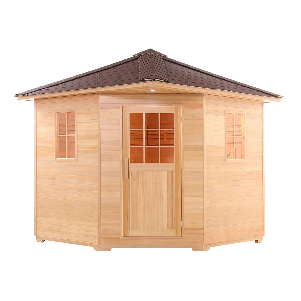 ALEKO Canadian Hemlock Outdoor Sauna with Asphalt Roof – 8 Person