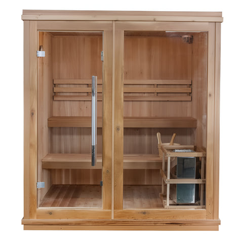 SunRay Saunas Charleston 4-Person Indoor Traditional Sauna Double Bench