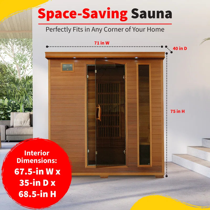 Klondike 4-Person Cedar Infrared Sauna with 9 Heaters