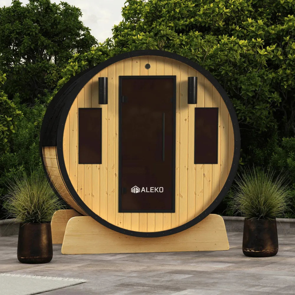 ALEKO Celasia White Finland Pine Barrel Sauna – 3–4 Person