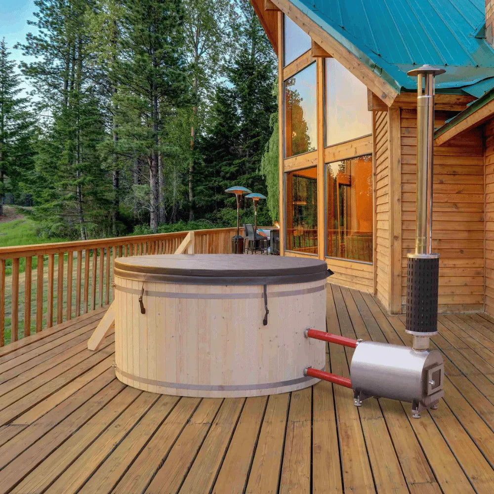 ALEKO Wood-Fired Hot Tub and Ice Bath – 4–5 Person Pine