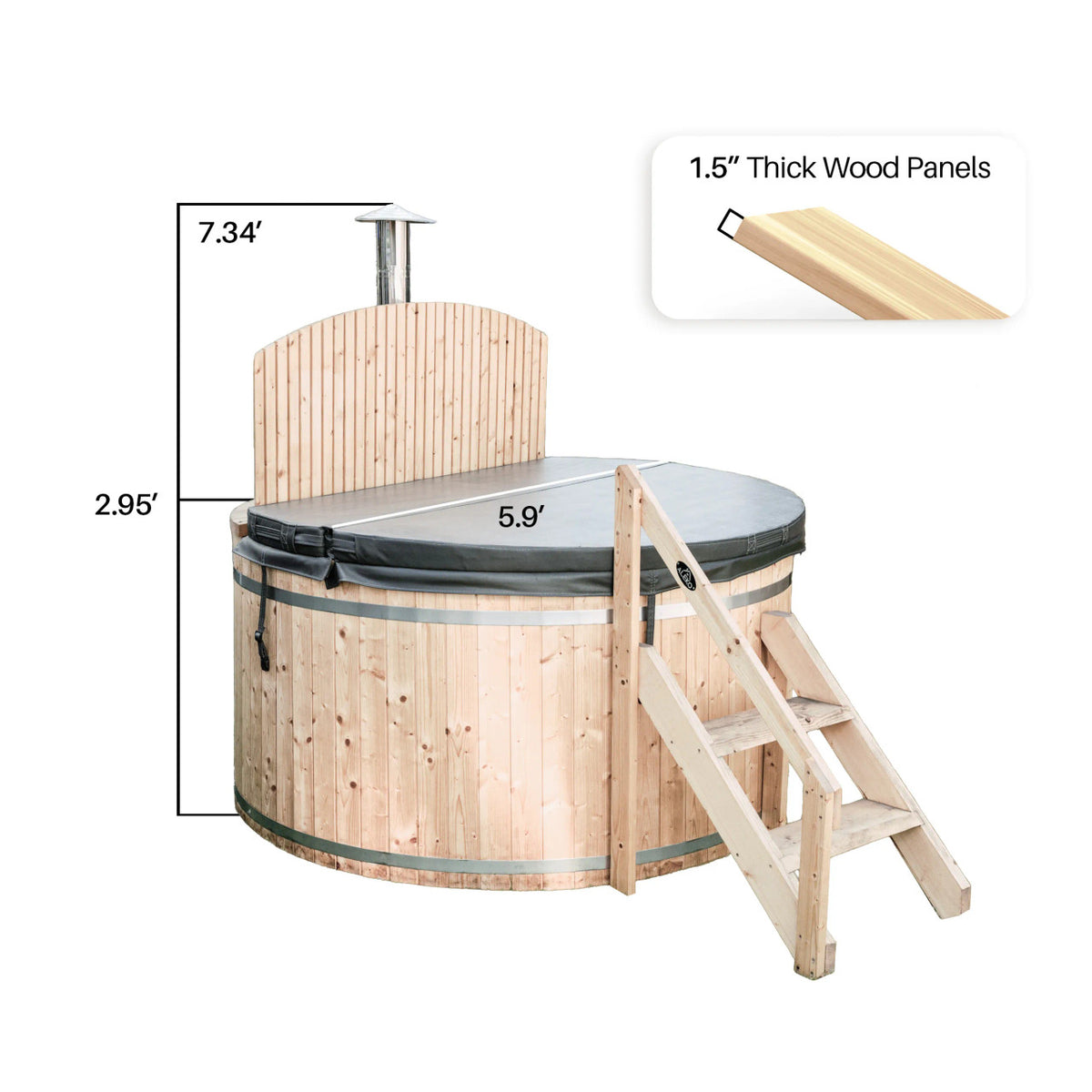 ALEKO Wood-Fired Hot Tub and Ice Bath – 4–5 Person Pine