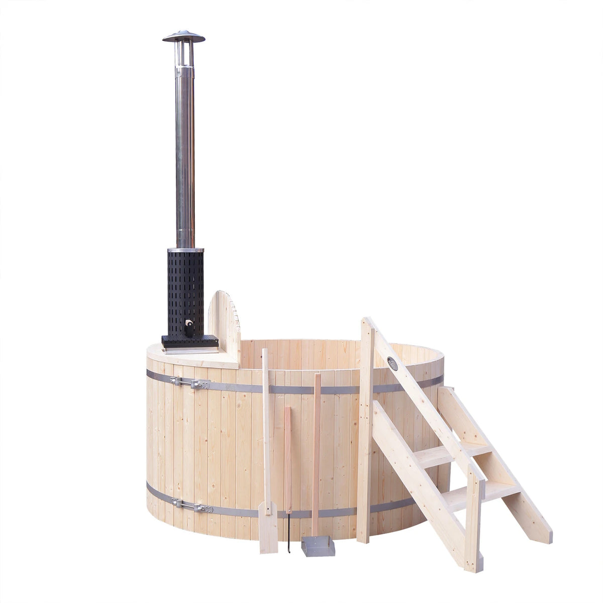 ALEKO Wood-Fired Hot Tub and Ice Bath with Internal Stove – 4–5 Person Pine