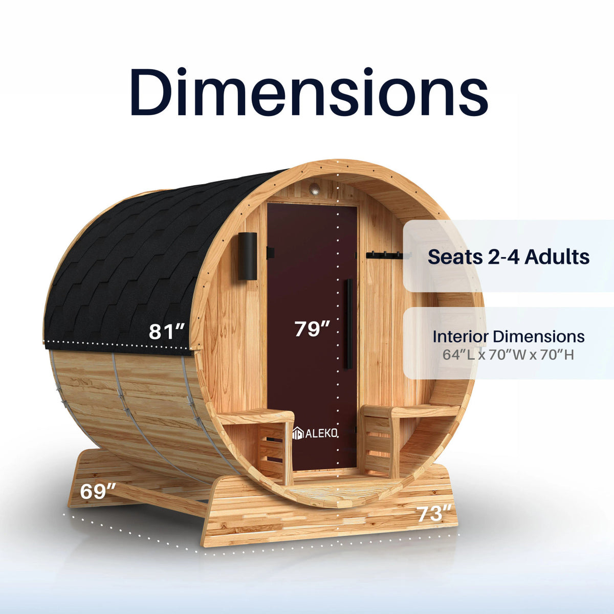 ALEKO Liatris Rustic Cedar Barrel Sauna with Front Porch Canopy – 2–4 Person