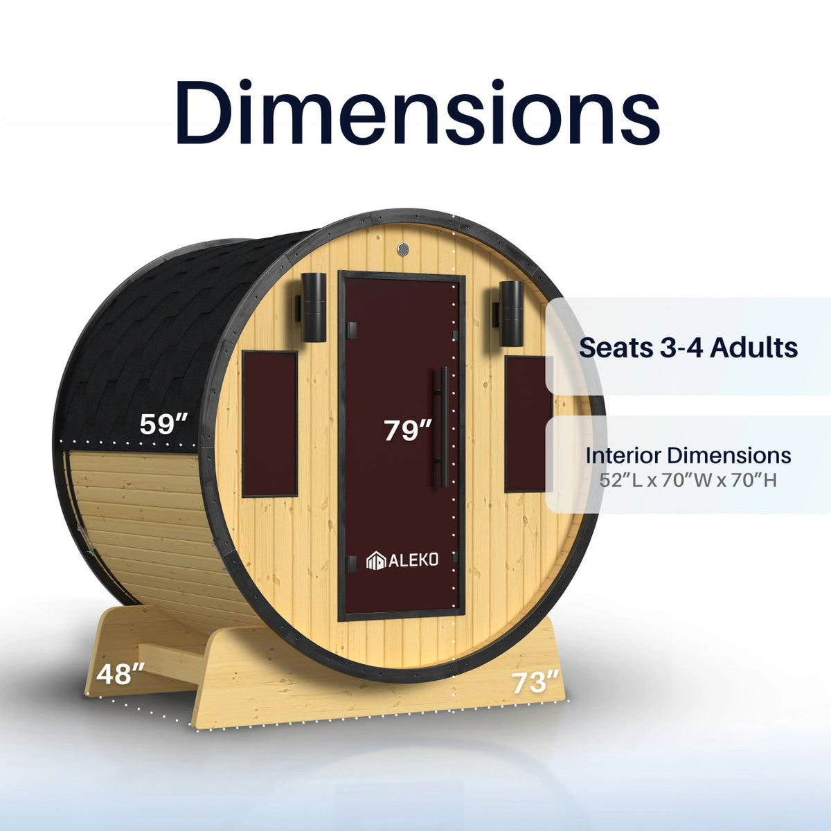 ALEKO Celasia White Finland Pine Barrel Sauna – 3–4 Person