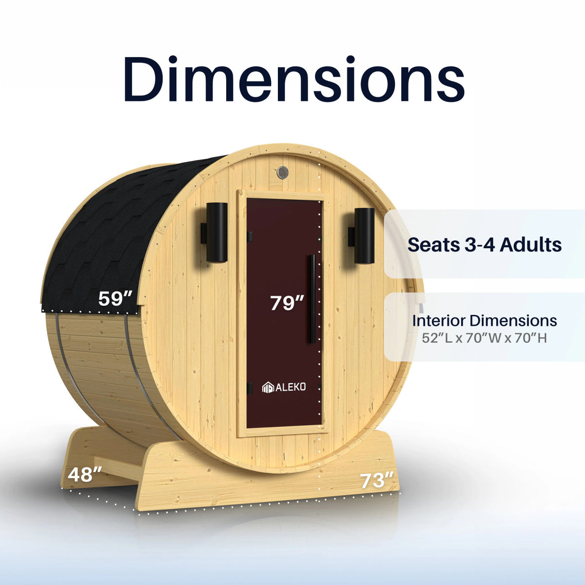 ALEKO Anémona White Finland Pine Barrel Sauna – 3–4 Person