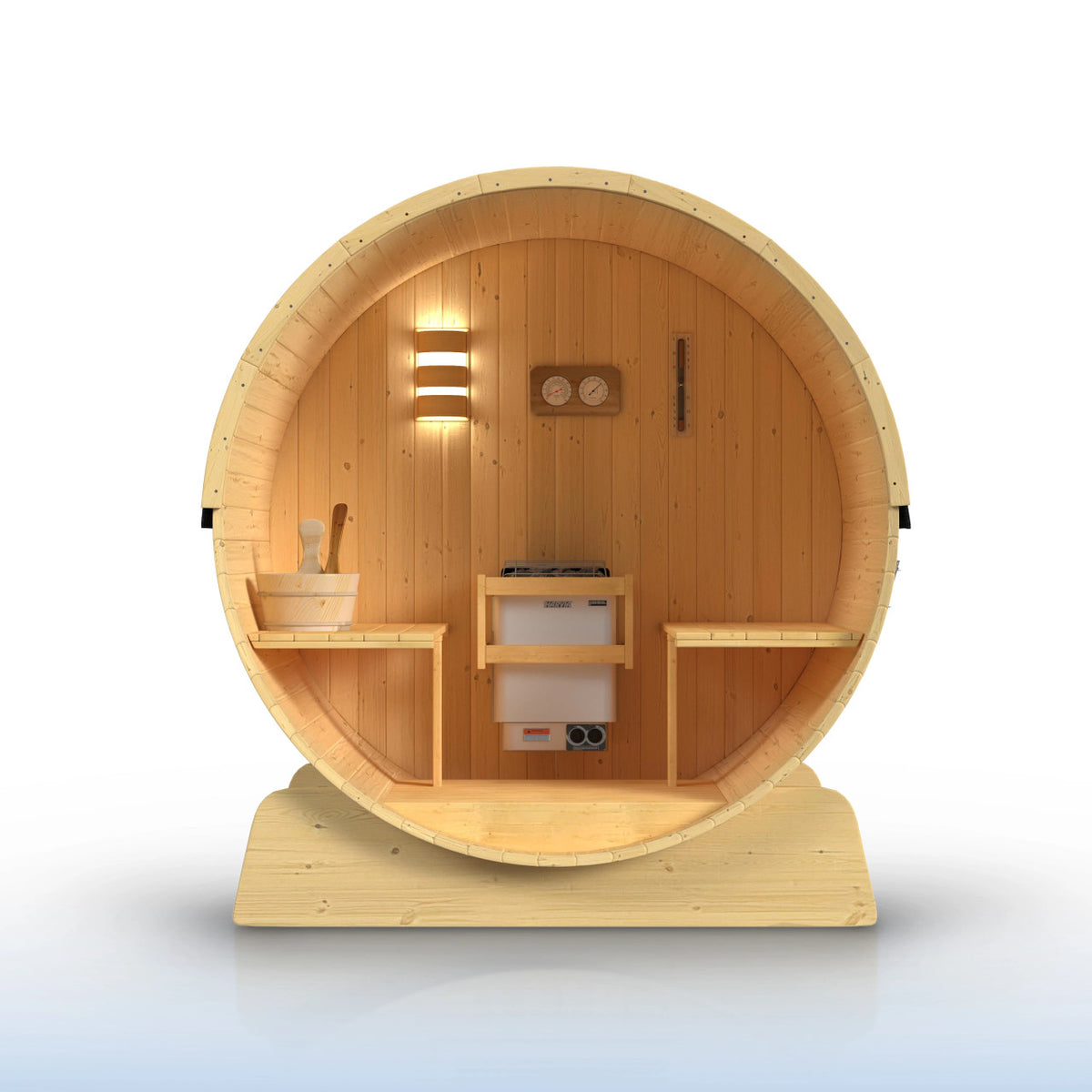 ALEKO Anémona White Finland Pine Barrel Sauna – 3–4 Person