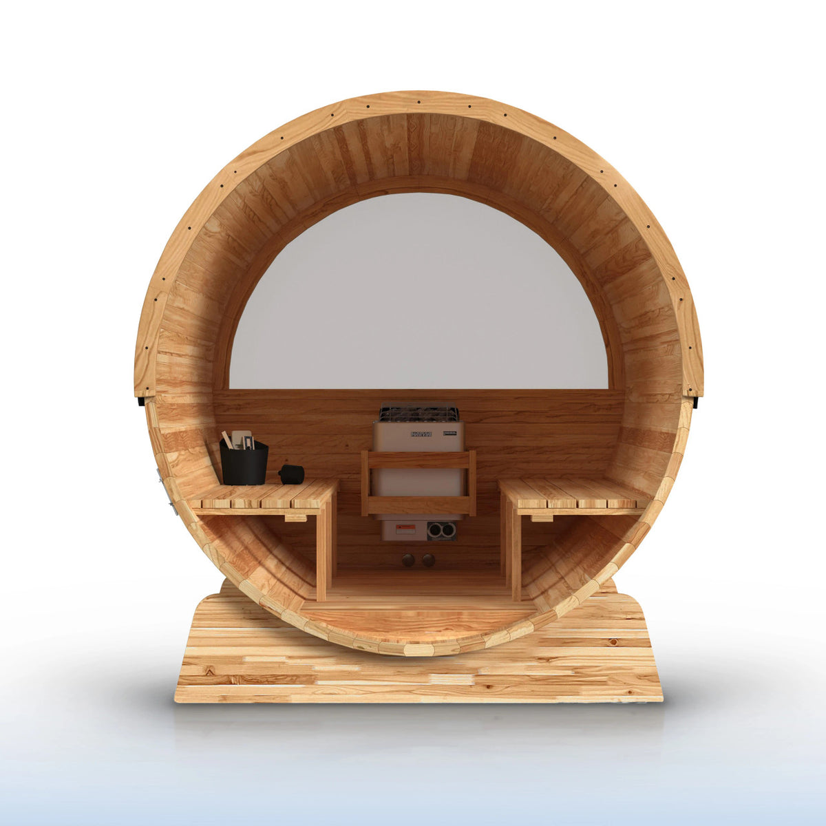 ALEKO Liatris Red Cedar Barrel Sauna with Panoramic Window – 6–8 Person