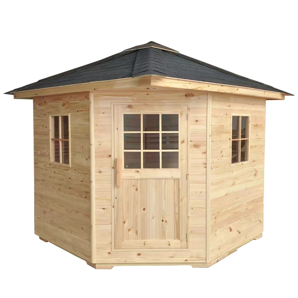 ALEKO Thermowood Wet/Dry Outdoor Sauna with Asphalt Roof – 5 Person